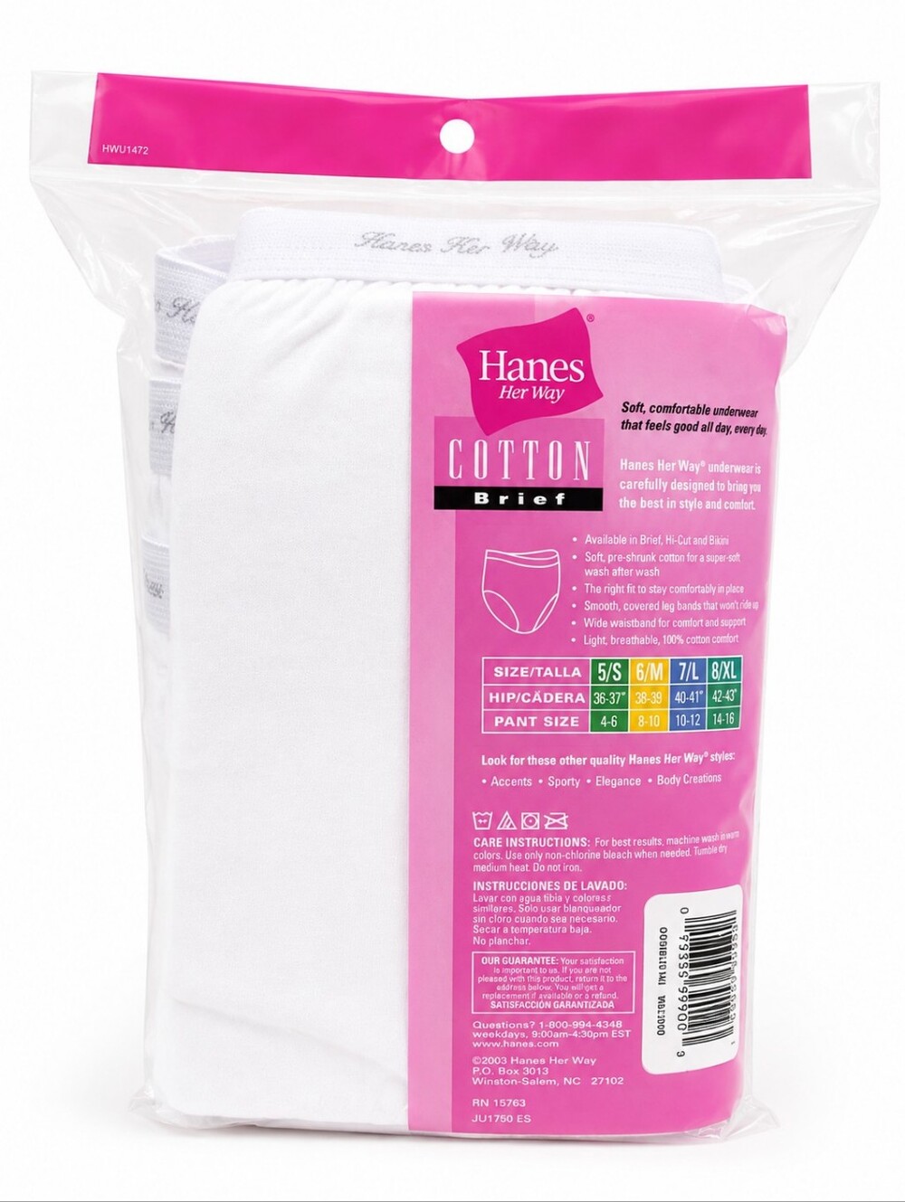 Vintage Hanes Her Way 100% Cotton White Briefs Underware New In Package 7 Pairs - Picture 3 of 5